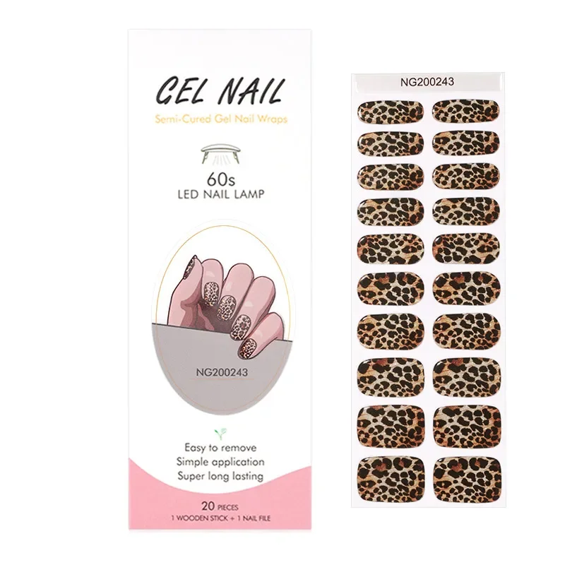 Commercial Printing Paper - Spotted Leopard พิมพ์ Semi-Cured เจลเล็บแถบง่ายผสมสีกาวติดทนนานเจลเล็บสติกเกอร์ Harden