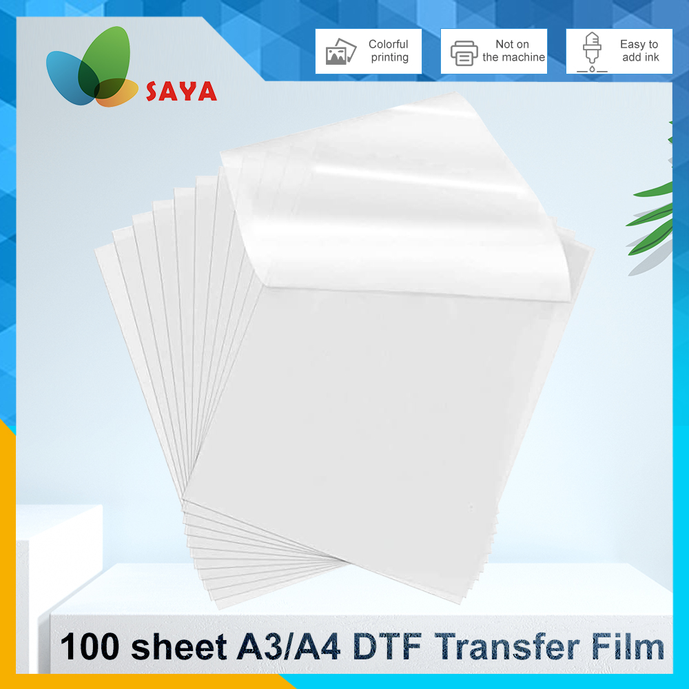 Commercial Printing Paper - 50/100 ชิ้นฟิล์ม DTF A3/A4 ฟิล์มกาวสองหน้าสำหรับถ่ายโอนกระดาษพิมพ์ DTF,