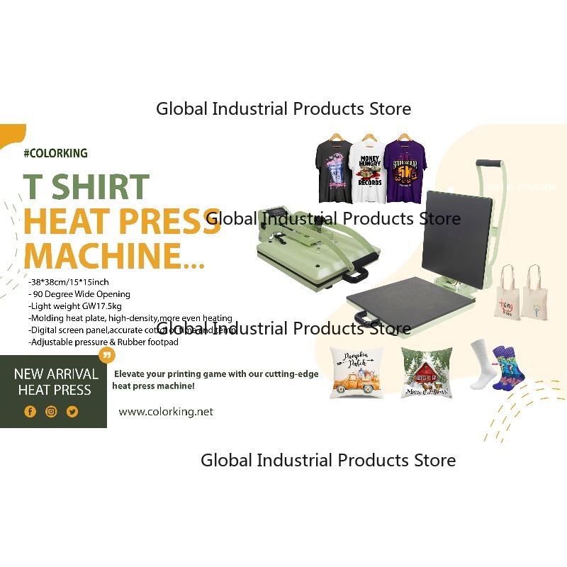Commercial Printing Factory - เครื่องรีดร้อนแบบเปิดกว้าง 38x38 ซม. สำหรับพิมพ์เสื้อยืด อายุการใช้งาน 20